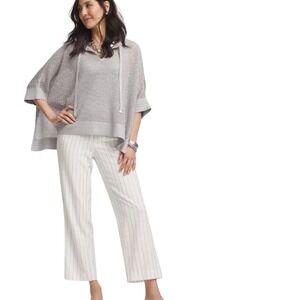 Chico's Metallic Striped Straight Cropped Pants White Silver 1.5 US 10 NWOT